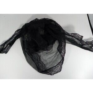 VTG 36" Black Lace Scalloped Hem Triangle Scarf Head Prayer Covering